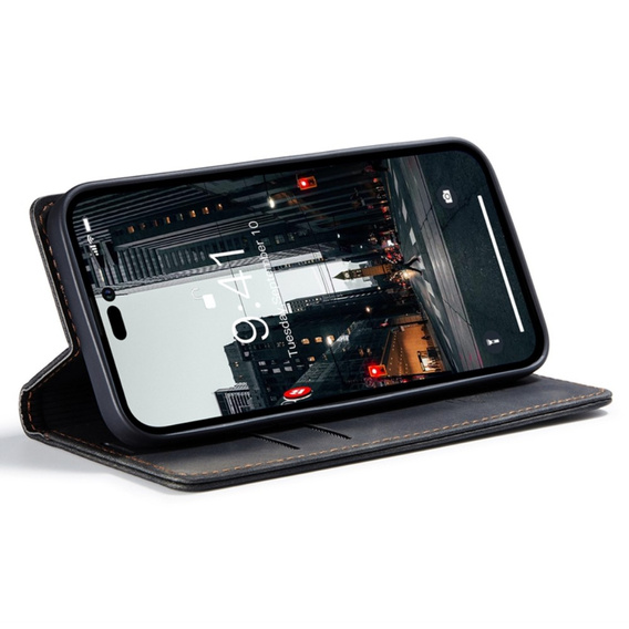 Etui CASEME do iPhone 14 Pro, Leather Wallet Case, czarne
