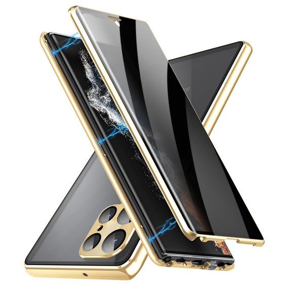 Etui do Samsung Galaxy S24 Ultra, Privacy Dual Glass, złote