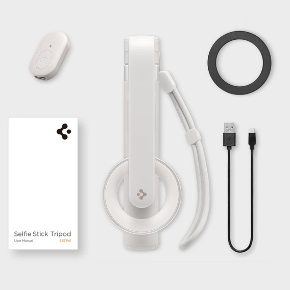 Spigen S571W MagSafe Bluetooth Kijek Selfie Stick Tripod, beżowe