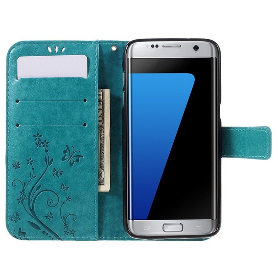 Etui z klapką do Samsung Galaxy S7 Edge, Butterfly, niebieskie