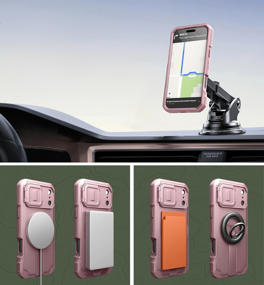 Etui Dexnor pancerne z podstawką i przesłoną aparatu, do MagSafe do iPhone 17 Pro