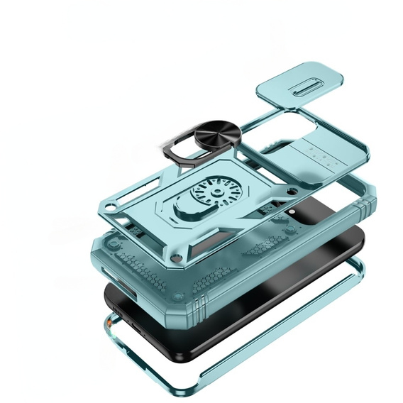 Etui pancerne do Samsung Galaxy S23 FE, CamShield Slide, zielone
