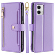 Etui z klapką do Motorola Moto G73 5G, Wallet Zipper Pocket, fioletowe