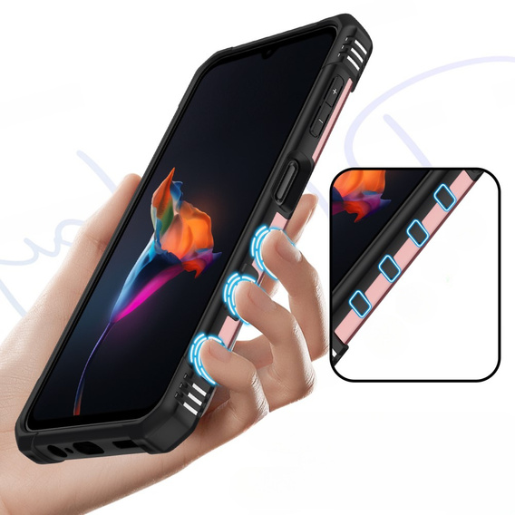 Etui pancerne do Samsung Galaxy A14 4G/5G, z ringiem, różowe rose gold