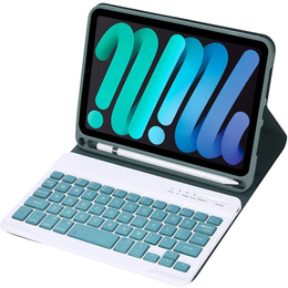 Etui z klawiaturą bluetooth do iPad mini 8.3" 2021 (6 gen.) / iPad mini 8.3" 2024 (7 gen.), Ciemnozielone