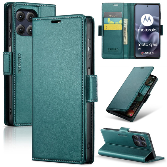 Etui ERBORD Glossy Litchi portfel z klapką do Motorola Moto G86 5G / G86 Power 5G