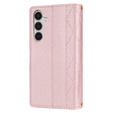 Etui z klapką do Samsung Galaxy A56 5G, Rhombus Crossbody Leather, różowe rose gold