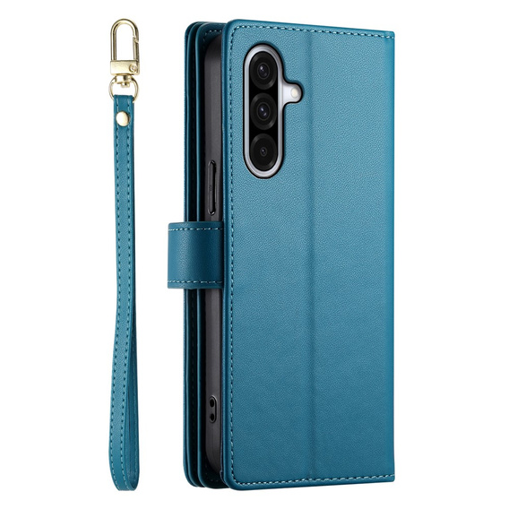 Etui z klapką do Samsung Galaxy A17 5G, Wallet Zipper Pocket, portfelowe, niebieskie