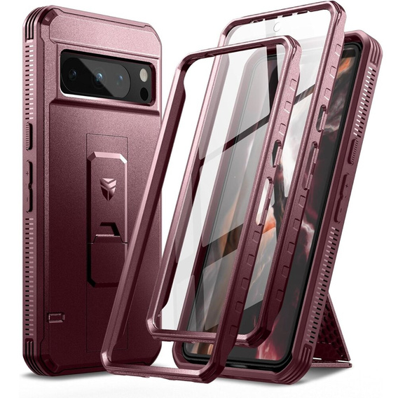 Etui pancerne do Google Pixel 8 Pro, Dexnor Full Body (Two Frames), czerwone