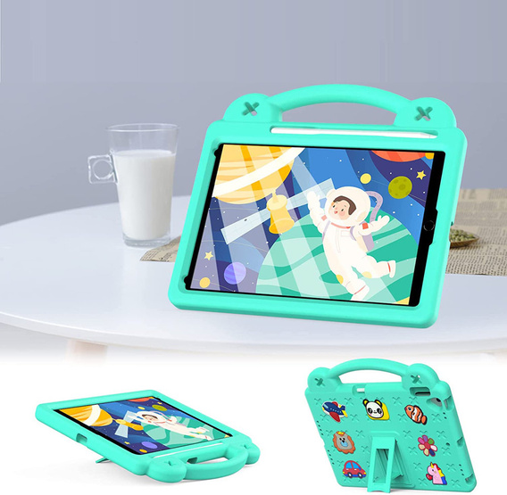 Etui do iPad 10.2" 2021/2020/2019 (9/8/7 gen.) / Air 10.5" 2019 (3 gen.), Cute Patterns, z podstawką, Zielone