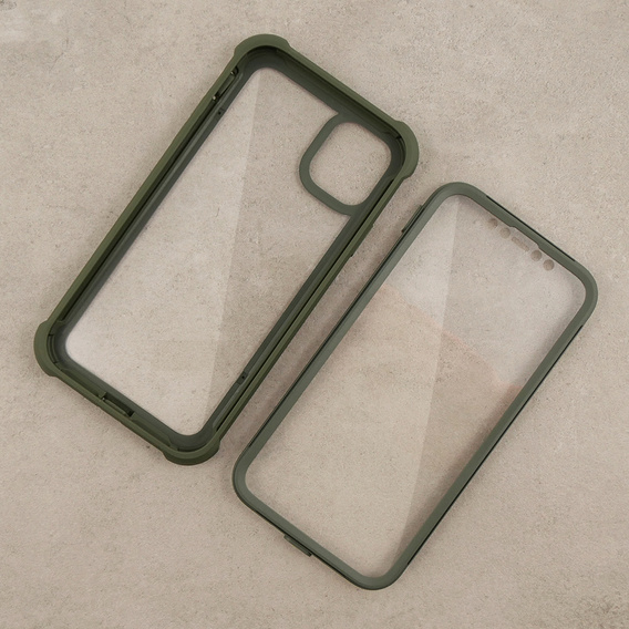 Etui do iPhone 11, Dexnor Full Body Rugged, przezroczyste / zielone