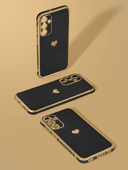 Etui do Samsung Galaxy A25 5G, Electro heart, czarne + Szkło Full Glue Ceramic