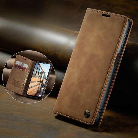 Etui CASEME do Samsung Galaxy M33 5G, Leather Wallet Case, brązowe