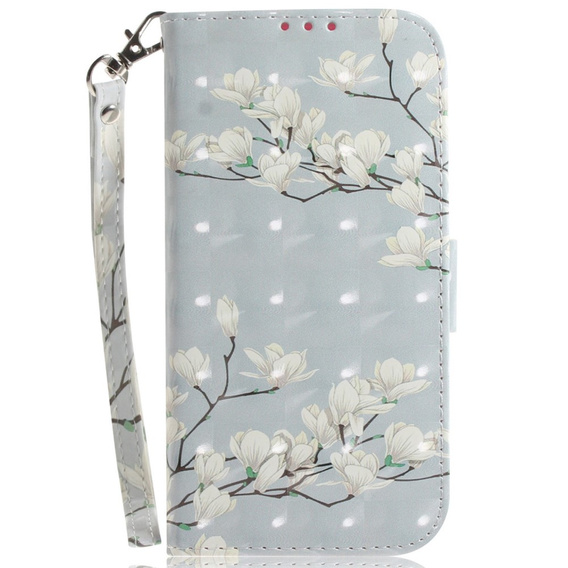 Etui z klapką do Samsung Galaxy A14 4G/5G, Wallet, Magnolia Flowers szare