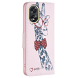 Etui z klapką do Oppo A38 4G / Oppo A18 4G, Wallet, Giraffe różowe