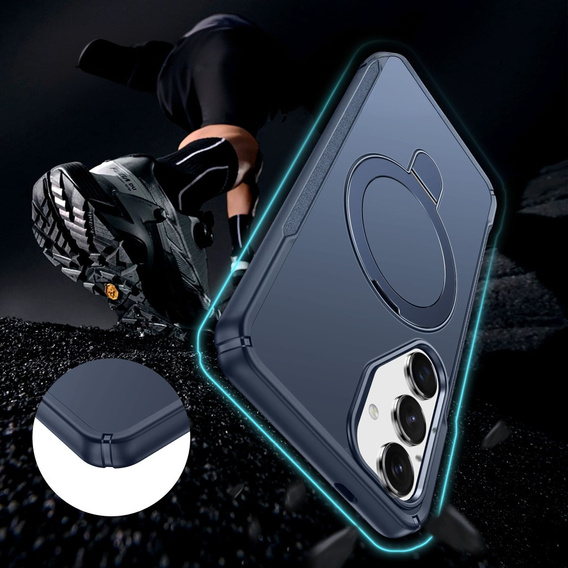 Etui do Samsung Galaxy S25/S24 magnetyczne, z podstawką – niebieskie