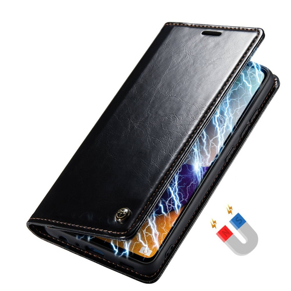 Etui z klapką CASEME do Samsung Galaxy A52/A52s, Waxy Textured, czarne