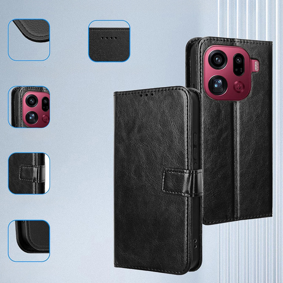 Etui z klapką Crazy Horse Wallet do Oppo Find X9 Pro
