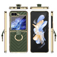 Etui do Samsung Galaxy Z Flip7 FE / Z Flip6, Leather Ring, zielone