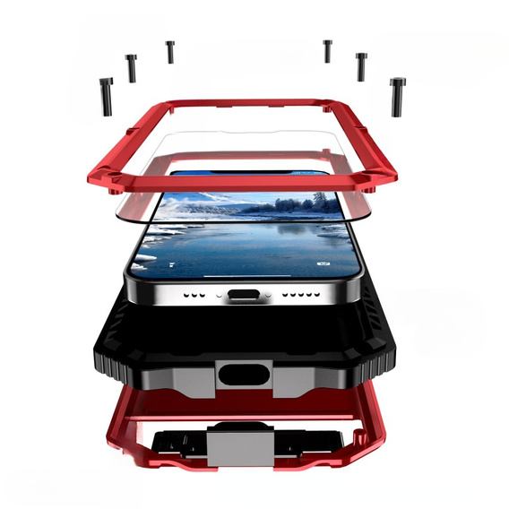 Etui pancerne do iPhone 16E, R-JUST, czerwone