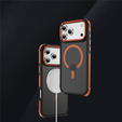Etui Matt Case do iPhone 17 Pro Max, pancerne, do MagSafe, przydymione z pomarańczowymi bokami