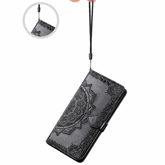 Etui z klapką do Samsung Galaxy M15 5G, Mandala, czarne