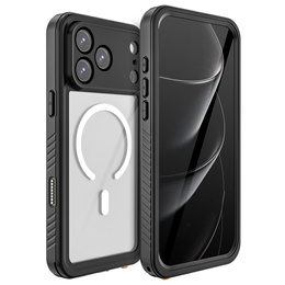 Etui Redpepper do iPhone 17 Pro Max, Wodoodporne IP68, do MagSafe, przezroczyste z czarnymi bokami