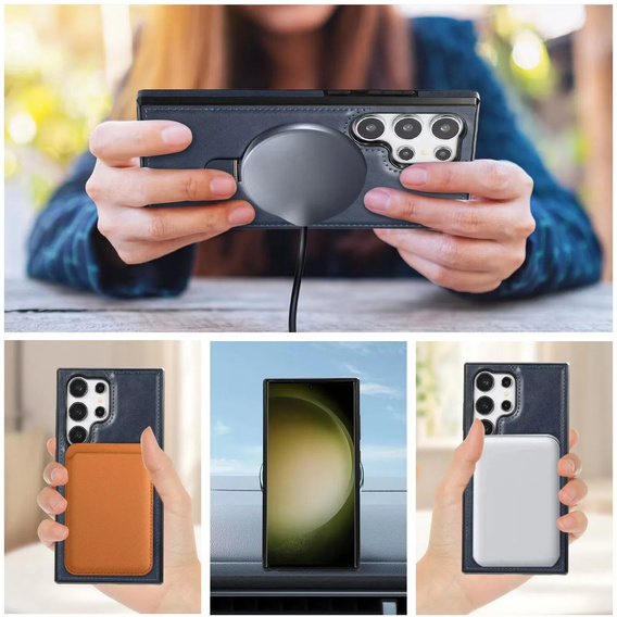 Etui do Samsung Galaxy S25 Ultra z podstawką – kompatybilne z MagSafe, niebieskie