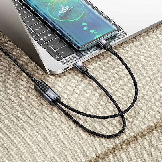 Kabel 2w1 Hoco U139 USB-C + Lightning 100W 1,2 m – Czarny