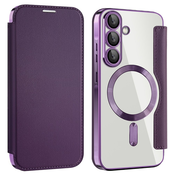 Etui z klapką do Samsung Galaxy A36 5G, RFID Wallet MagSafe z ochroną aparatu, fioletowe