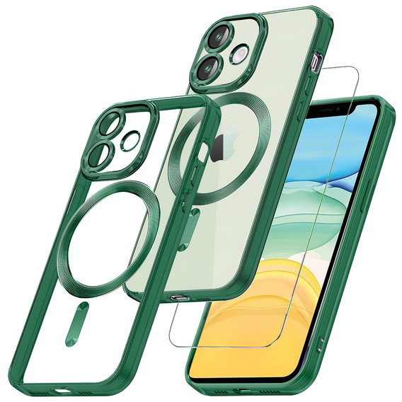 Etui do iPhone 11, Electro MagSafe, zielone + Szkło na ekran