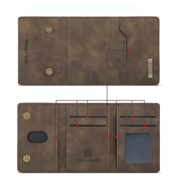 Etui do Samsung Galaxy S21 FE, DG.MING 2in1, kawowe