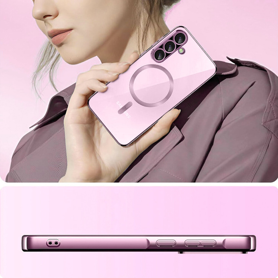 Etui do Samsung Galaxy A17 5G, Electro MagSafe, przezroczyste z różowymi bokami