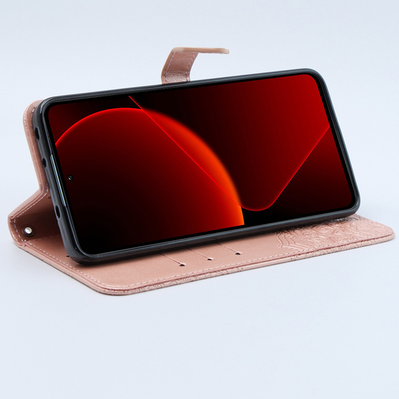 Etui z klapką do Xiaomi 13T / 13T Pro, Mandala, różowe rose gold