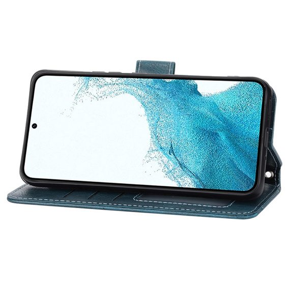 Etui z klapką do Samsung Galaxy A25 5G, Wallet Zipper Pocket, z paskiem na ramię, niebieskie