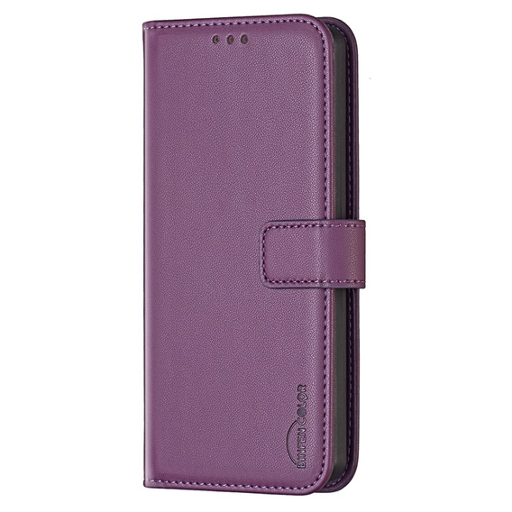 Etui z klapką do Samsung Galaxy S23 FE, BINFEN Wallet, ciemnofioletowe + szkło 9H