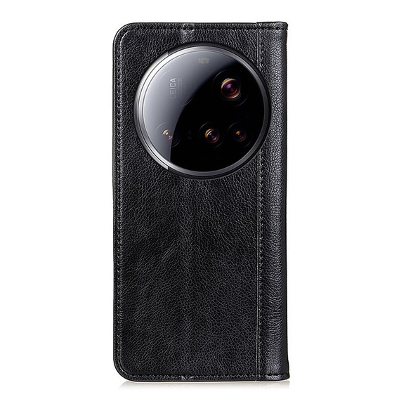Etui z klapką do Xiaomi 15 Ultra, Split Leather, czarne