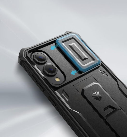 Pancerne etui Dexnor z osłoną kamery i podstawką do Samsung Galaxy S25 Edge - czarne