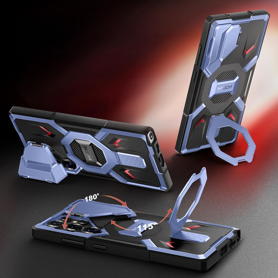 Etui do Samsung Galaxy S25 Ultra, Tongate MECH MagSafe Series, niebieskie + Szkło Hartowane 9H