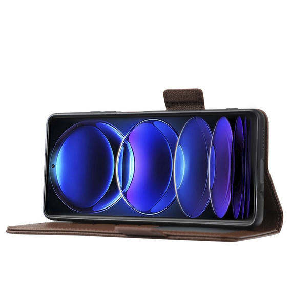 Etui z klapką do Xiaomi Redmi Note 12 5G / POCO X5 5G, Wallet Litchi Magnet, brązowe