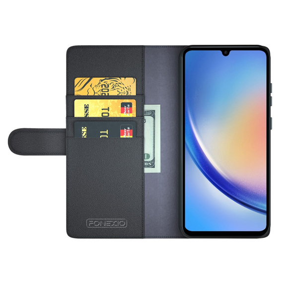 Etui z klapką do Samsung Galaxy A35 5G, Split Leather, czarne