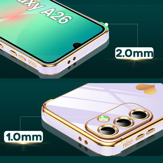 Etui do Samsung Galaxy A26 5G, Electro heart, fioletowe + Szkło 9H