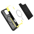 Etui Spigen do iPhone 16 Pro, Rugged Armor MagSafe, szare + Szkło Hartowane 9H