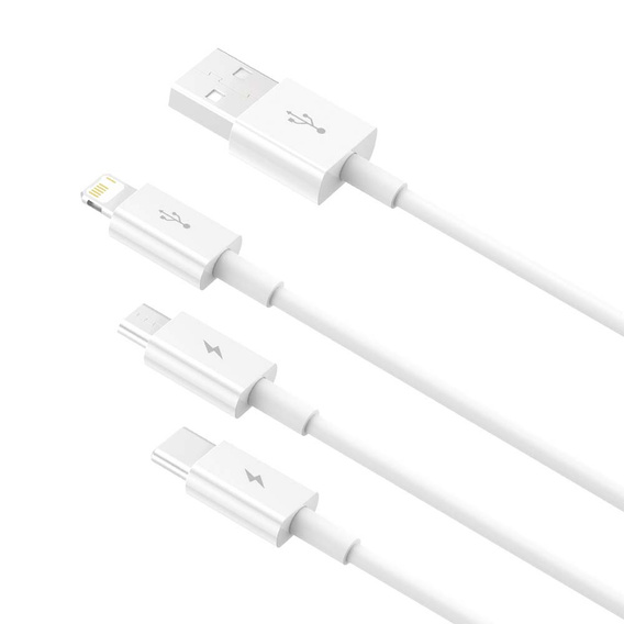 Baseus kabel 3w1 Superior 1,5 m USB-Lightning-USB-C-Micro USB - Biały