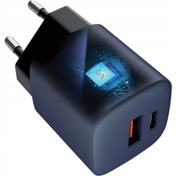 Forcell Ładowarka Sieciowa USB-A / USB-C 3A GaN 33W PD QC 4.0, szara