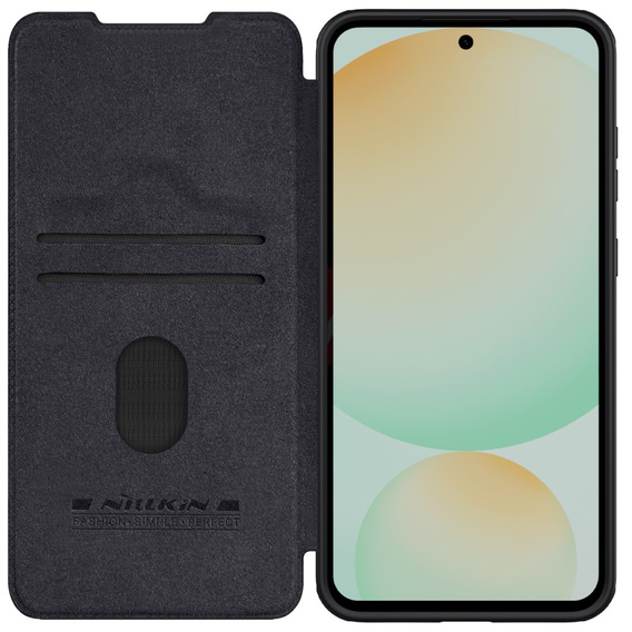 Etui z klapką NILLKIN do Samsung Galaxy S24 FE, CamShield Qin Pro, skórzane, czarne