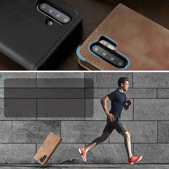 Etui CASEME do Huawei P30 Pro, Leather Wallet Case, brązowe