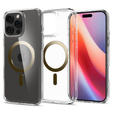 Etui z MagSafe Spigen do iPhone 16 Pro Max, Ultra Hybrid, przezroczyste / złote + Szkło Hartowane 9H