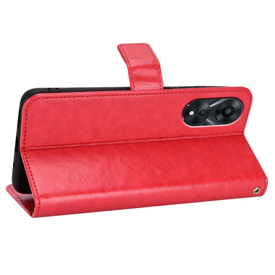 Etui z klapką do Oppo A78 5G, Crazy Horse Wallet, czerwone
