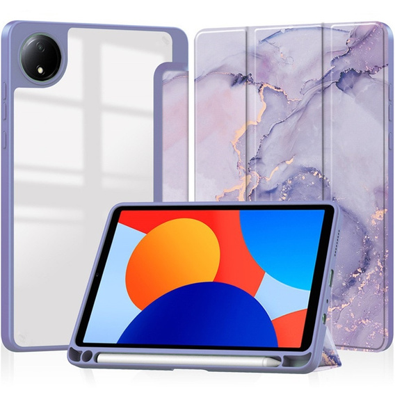 Etui Smartcase Hybrid do Xiaomi Redmi Pad SE 8.7", z miejscem na rysik – fioletowe Marble